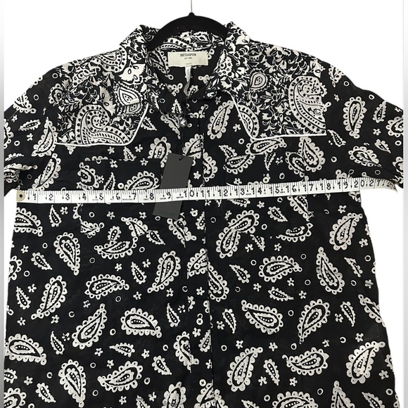 NWT | One Teaspoon Hand Batik Paisley Western Shirt - Black 100% Cotton - Picture 11 of 12